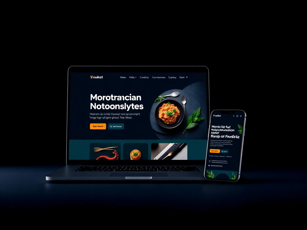 Mockup conceito de site para restaurante brasileiro, em notebook e celular