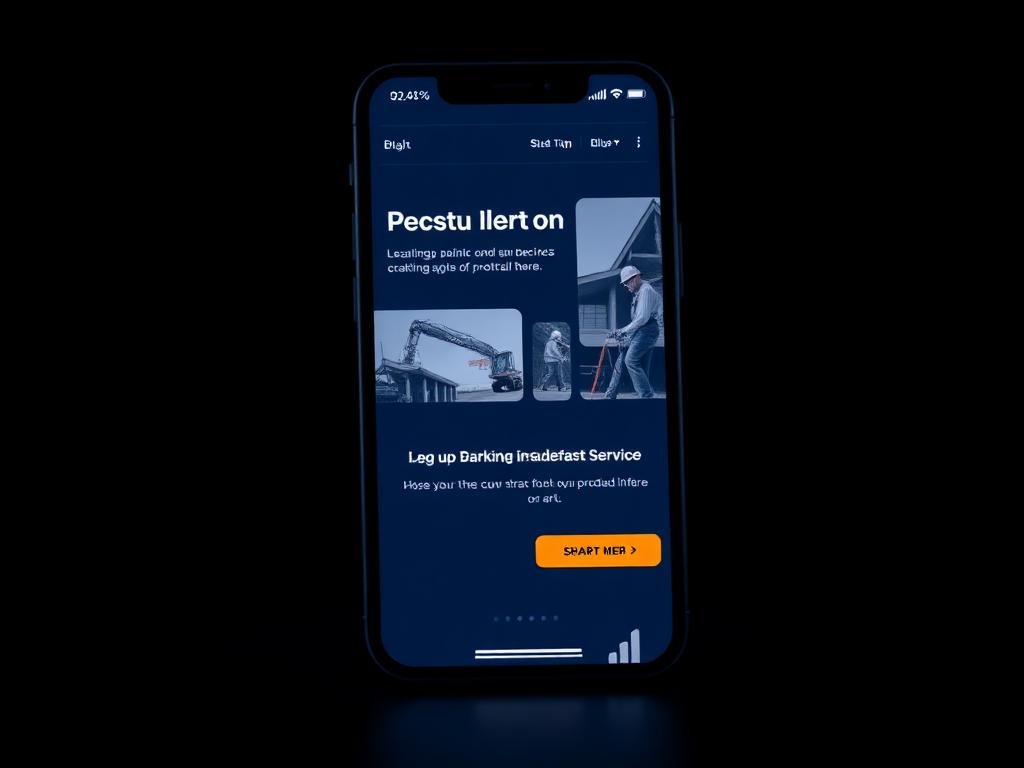 Mockup conceito de landing page para empresa de construção, em celular